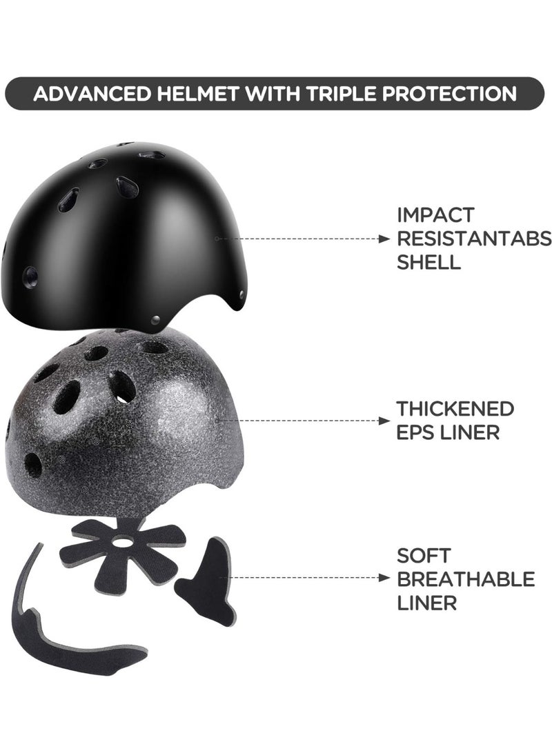 تابيت طقم خوذة دراجة للأطفال مع واقيات للركبة والمرفقين والمعصمين، طقم حماية 7 في 1 للأطفال من عمر سنتين إلى 8 سنوات، للبنات والأولاد، مناسب للتزلج على الألواح، وركوب الدراجات، والتزلج على العجلات، وتسلق الصخور (أسود) - Image 5